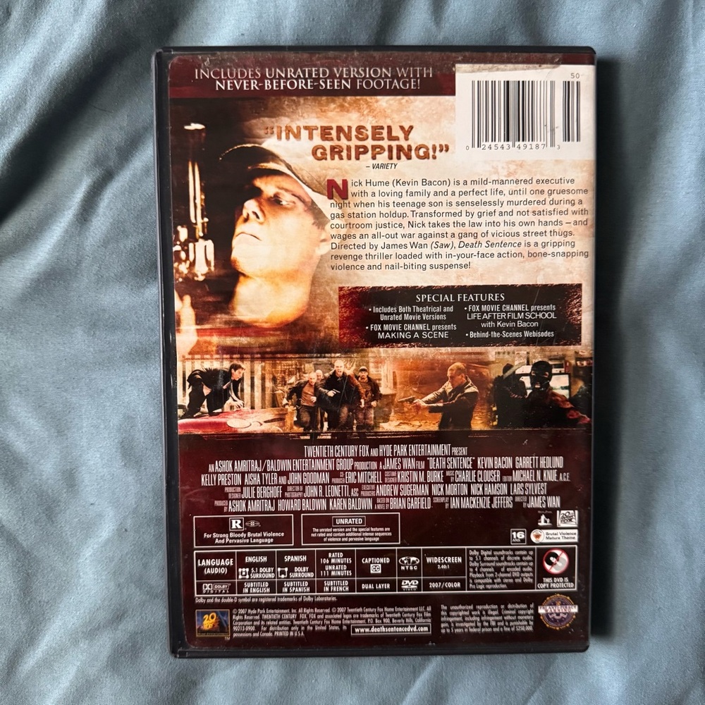 Death Sentence (DVD, 2009, Unrated Footage) Tested, Working - Picture 2 of 3